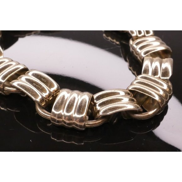 Vintage Signed Napier Gold Plated Sterling Ring Construction Link Bracelet - Picture 4 of 12